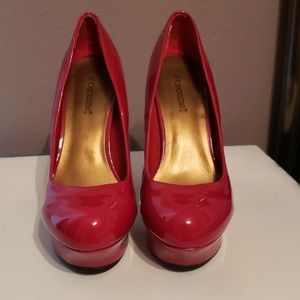 Red patent leather heels